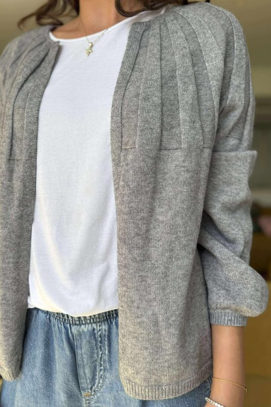 Laundry B Wicklow Fine Knit Throw On Cardigan Grey Marl
